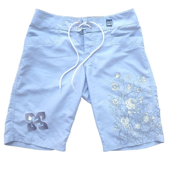 Immersion Research Board Shorts Women 2 Blue Floral 10" Kayak Paddle Swim Beach - Picture 1 of 8